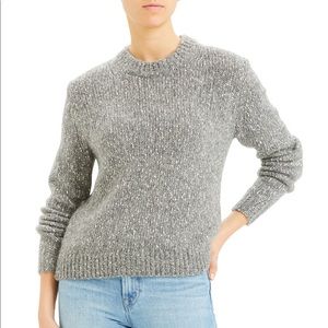 Theory Grey and Black Speckled Crewneck Sweater